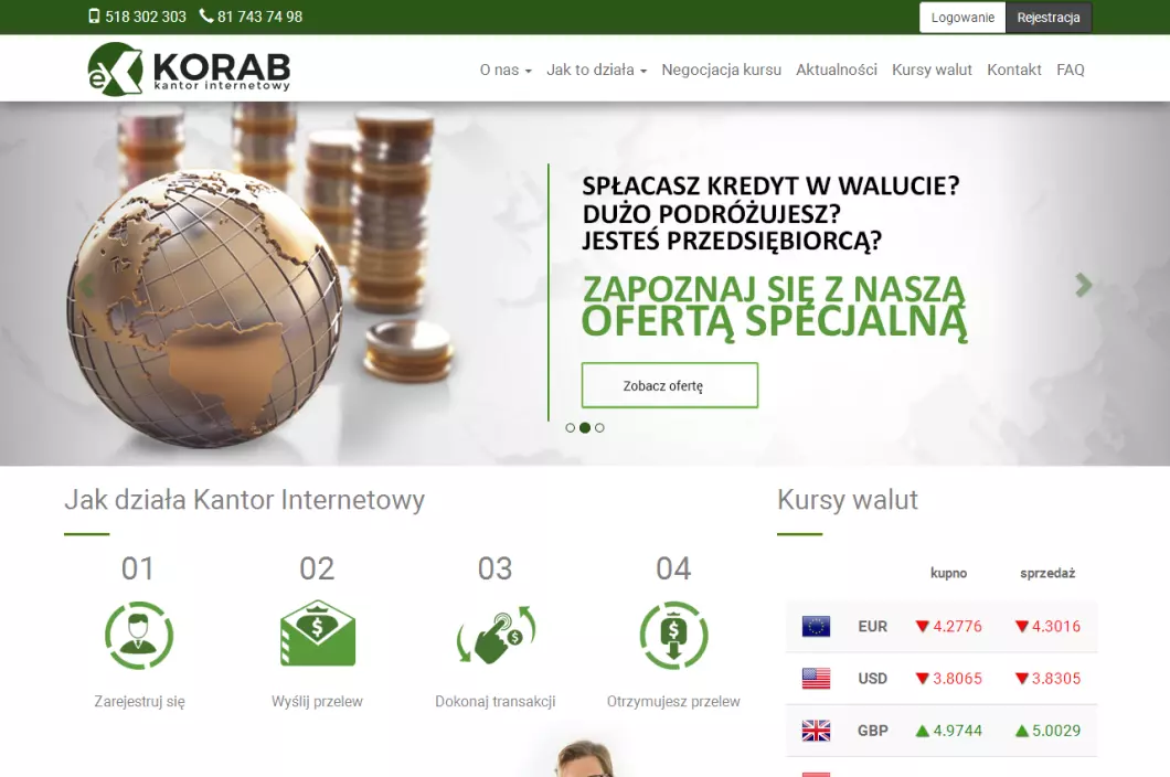 Internetowy kantor wymiany walut eKantorKorab.pl